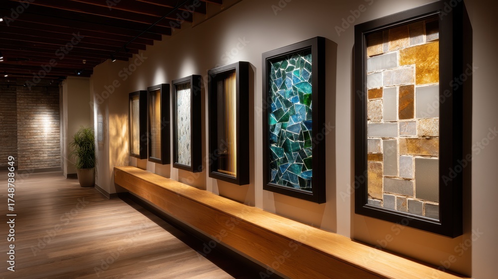 Obraz premium Decorative Wall Display Featuring Beautiful Glass Fragments in Modern Interior Design