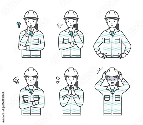 ヘルメットをかぶった作業員のイラスト素材セット