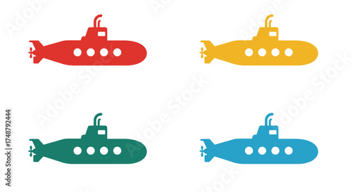Four colorful submarine icons displayed in a simple grid arrangement