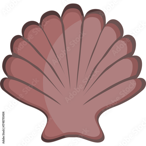Simple Illustration Of A Pink Scallop Shell On A Transparent Background