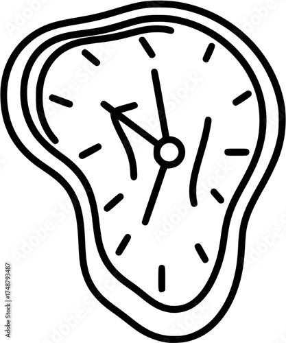 melting clock line art vector
