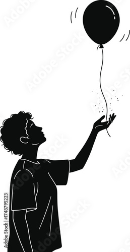 Parent silhouette releasing balloon for stress relief
