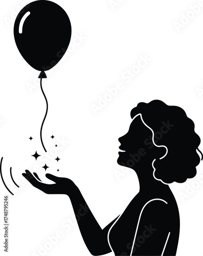 Parent Releasing Balloon Silhouette Symbolizing Stress Release

