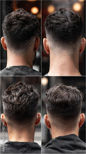Stylish Men's Tapered Haircut: Modern Fade Inspirations & Textured Back View on White