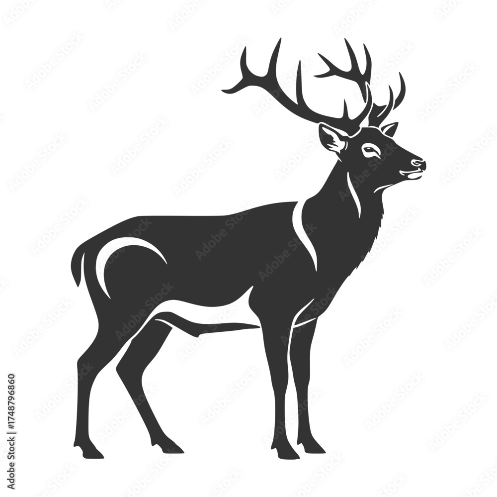 Obraz premium Elegant Stag Silhouette Majestic Deer Vector Illustration for Design Projects
