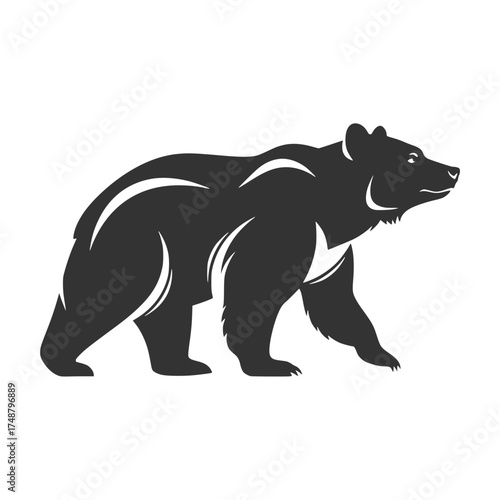 Vector Graphic Illustration Powerful Black Bear Walking Symbol
