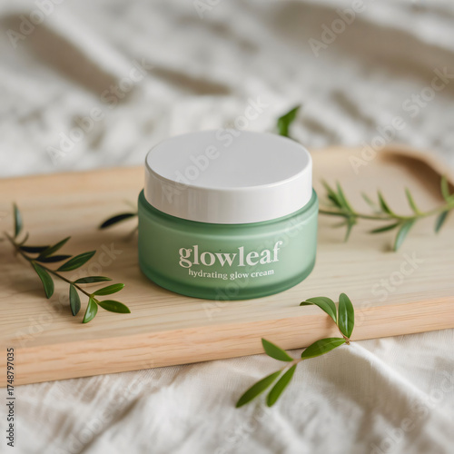 Organic Skincare Cream: Wooden Tray Aesthetic, Eco-Friendly Beauty