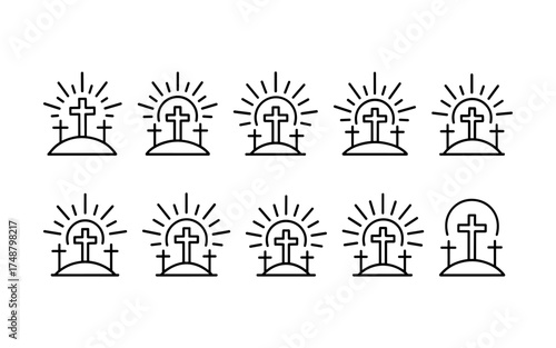 Cross symbol. Three crosses. Calvary. Vector.	
