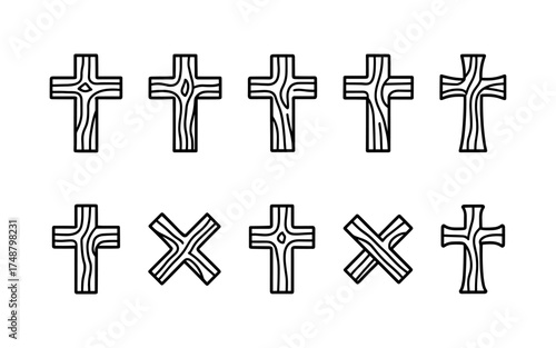 Cross symbol. Three crosses. Calvary. Vector.	
