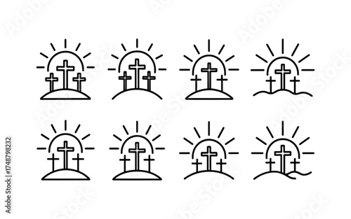 Cross symbol. Three crosses. Calvary. Vector.	
