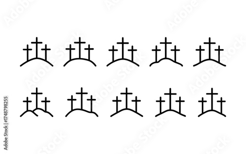 Cross symbol. Three crosses. Calvary. Vector.	

