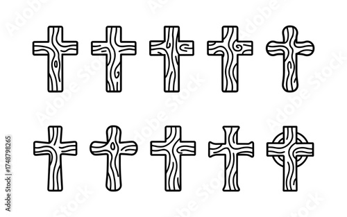 Cross symbol. Three crosses. Calvary. Vector.	
