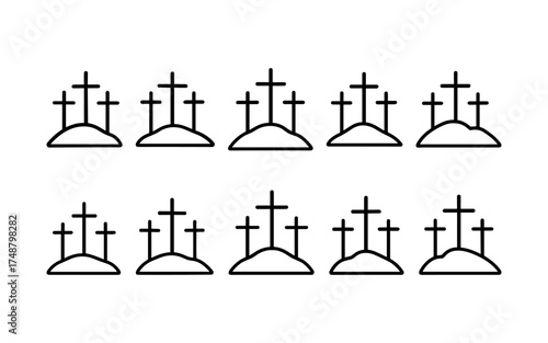 Cross symbol. Three crosses. Calvary. Vector.	
