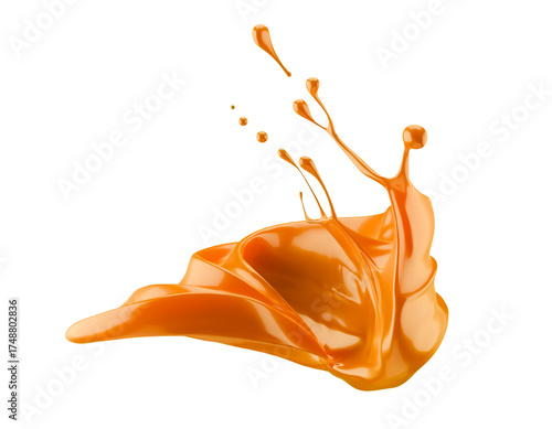 Tableau sur toile caramel splash isolated on a white background. 3d render