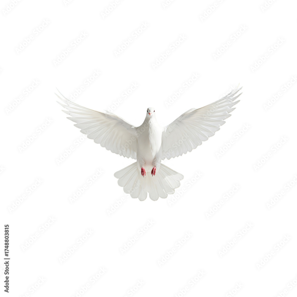 Obraz premium Isolated White Dove Flying Transparent Background