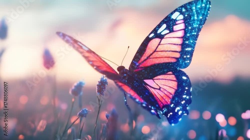 Butterfly flight in field