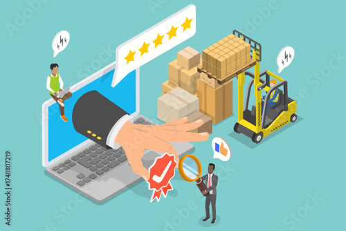 3D Isometric Flat Vector Illustration of Certified Supplier, Ensuring Product Quality
