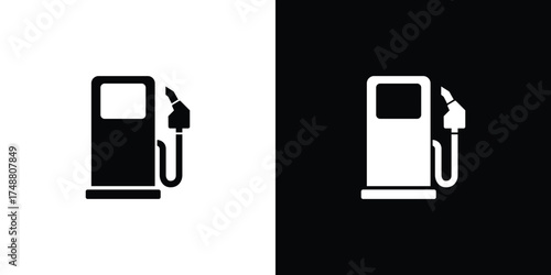 Fuel Station Icon Symbol Isolated on Split Transparent Background Minimalist Design