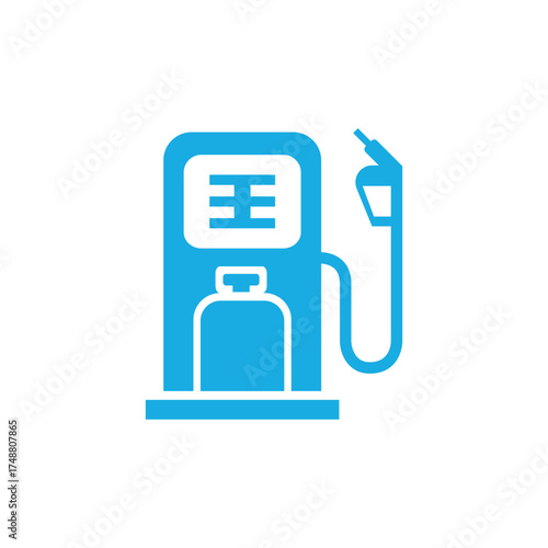 Gas Station Icon, Blue Fuel Dispenser, Fill Up Pump, Energy Supply, Transparent