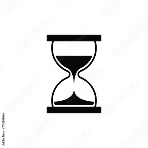 Hourglass Silhouette Icon Symbol Sand Timer Glyph Isolated on White Simple Design