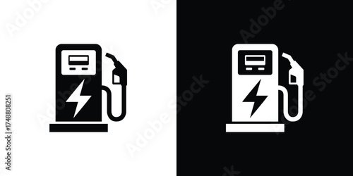 Isolated Electric Charging Station with a Thunderbolt on Transparent Background