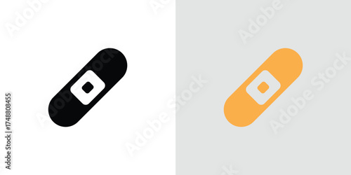 Isolated Plaster Icon Set on White and Grey Backgrounds, Medical Bandage