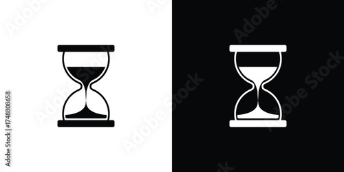 Sandglass Design Black Silhouette Clock Timepiece on a Transparent Backdrop