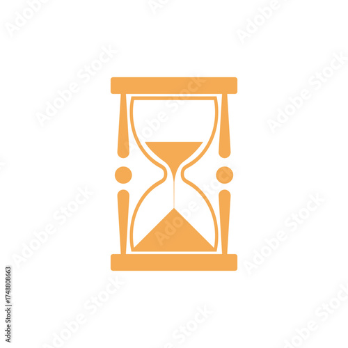 Sandglass Flat Style Vector, Minimalist Transparent Background, Deadline Concept