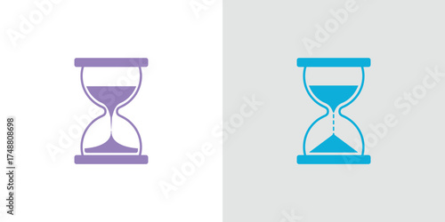 Sandglass Icon with White Background and Blue and Violet Silhouette Design