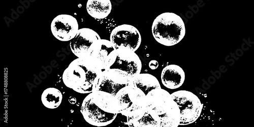 Abstract black and white bubble cluster stencil design for posters and art