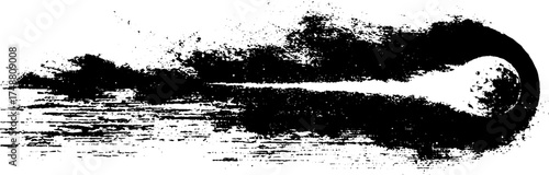 Celestial comet stencil art - vintage black and white cosmic design for urban decor