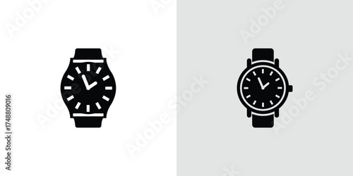 Wristwatch Silhouette Icon with Transparent Background, Clock Accessory Symbol