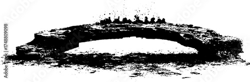 Black and white stencil illustration of corroded plate design for artistic projects