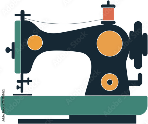 alteration änderungsschneiderei sewing machine on table with fabric roll