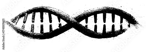 Black and white dna helix stencil art with grunge texture for scientific designs