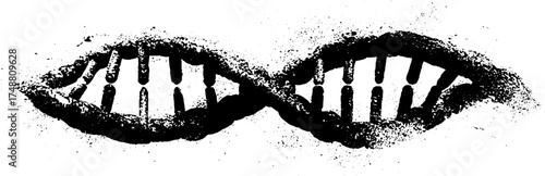 Black and white dna helix stencil illustration for science and education designs