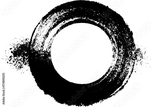 Geometric orbit symbol in black and white stencil design for artistic decor