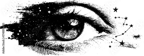 Celestial eye stencil with constellation and starry sky theme for unique artwork design