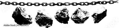 Industrial chain and rock composition in black and white for design projects
