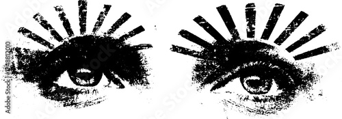 Mirrored eye pair stencil design for artistic projects and decor