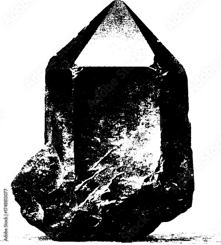 Abstract black and white quartz crystal stencil design for decor and artwork