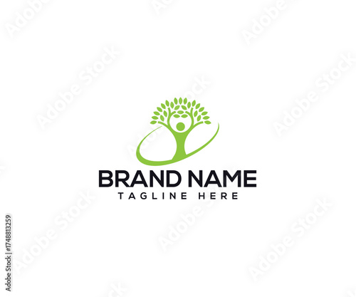 Abstract Tree of Life Logo: A harmonious emblem symbolizing growth, unity, and the interconnectedness of life, perfect for representing concepts of nature, well-being, and community. 
