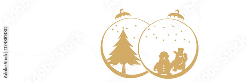 Line art illustrations for Christmas balls and Christmas day