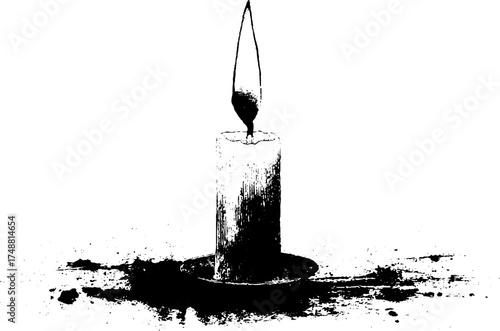 Black and white ritual candle stencil art for spiritual decor or design