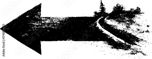 Rustic black and white arrow with woodland scene for creative design