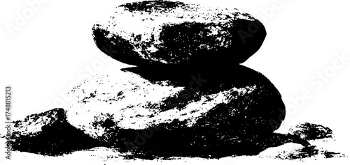 Celestial stone stack silhouette illustration for urban grunge design