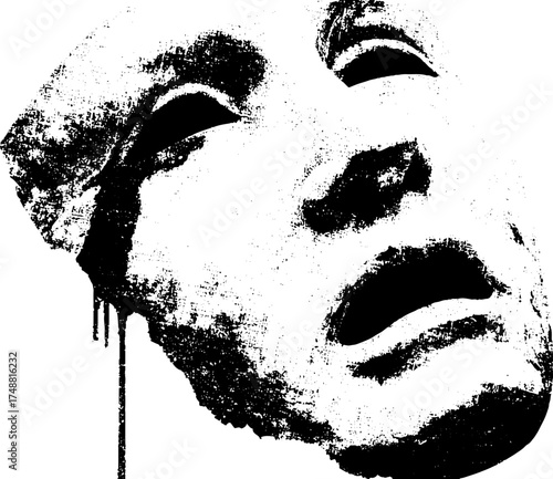 Dramatic black and white theatrical mask silhouette for creative design and decoration