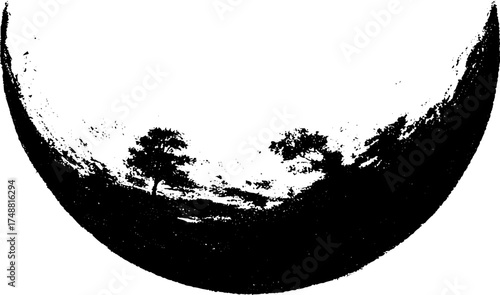 Celestial crescent moon silhouette for boho design and artistic projects