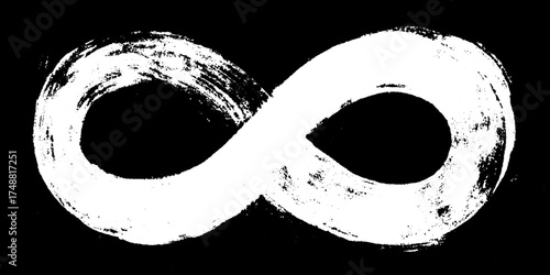 Abstract infinity symbol in black and white stencil art illustration