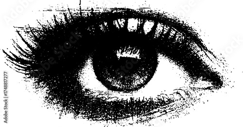Mystical all-seeing eye black and white stencil art for spiritual designs